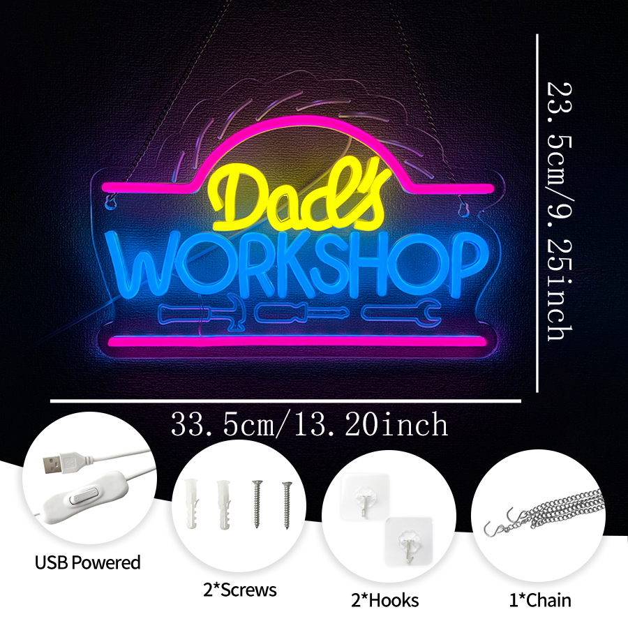 Dad'S Workshop Neon Sign For W - Auto Repair Shop Signs recensie en prijs