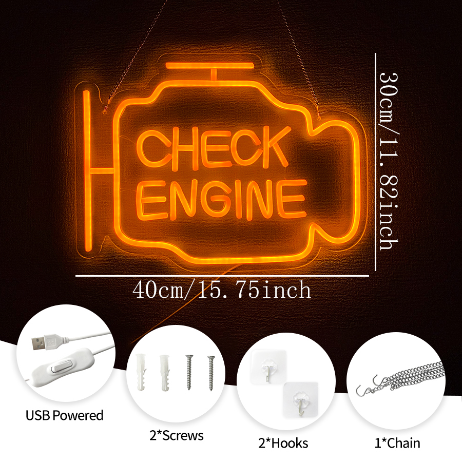 Check Engine Neon Sign for Man - Auto Repair Shop Signs recensie en prijs