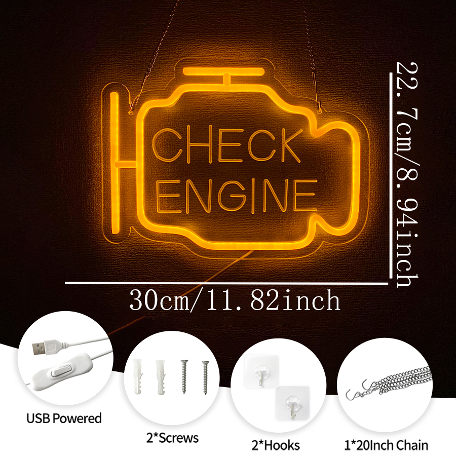 Check Engine Neon Sign for Man - Auto Repair Shop Signs recensie en prijs