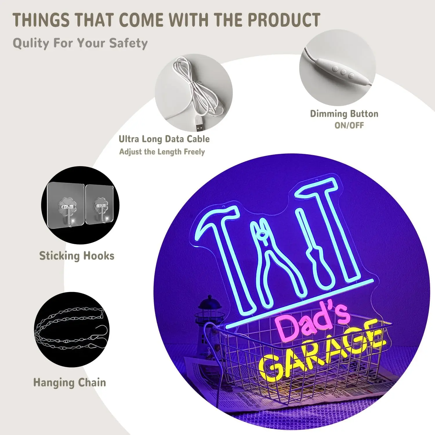 Dad's Garage Neon Sign USB Pow - Auto Repair Shop Signs recensie en prijs