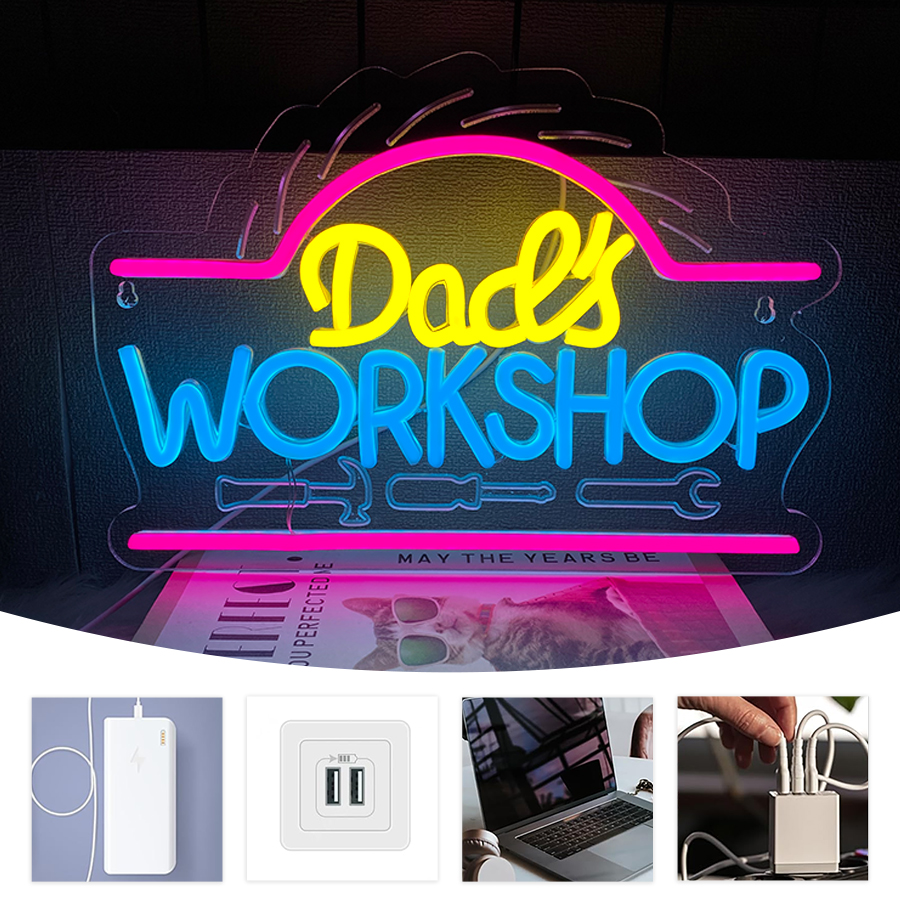 Dad'S Workshop Led Neon Sign,  - Auto Repair Shop Signs recensie en prijs