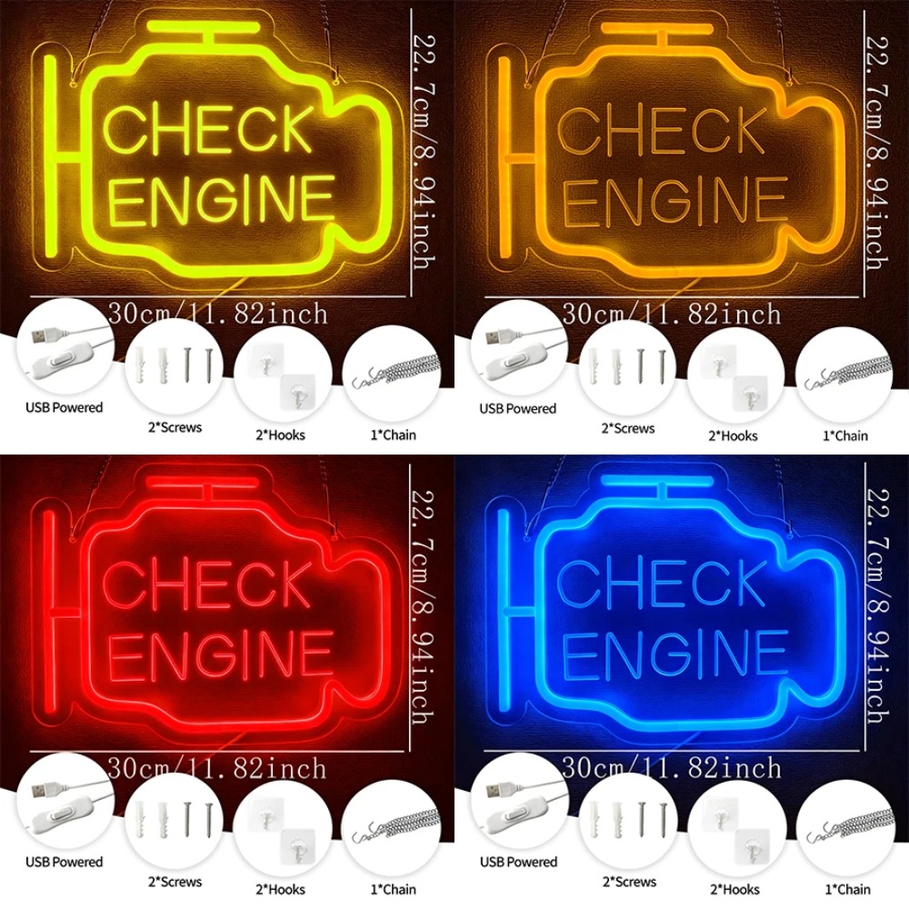 'CHECK ENGINE' Neon Sign, LED  - Auto Repair Shop Signs recensie en prijs