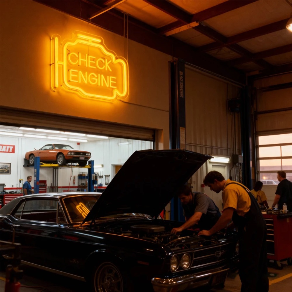 'CHECK ENGINE' Neon Sign, LED  - Auto Repair Shop Signs recensie en prijs