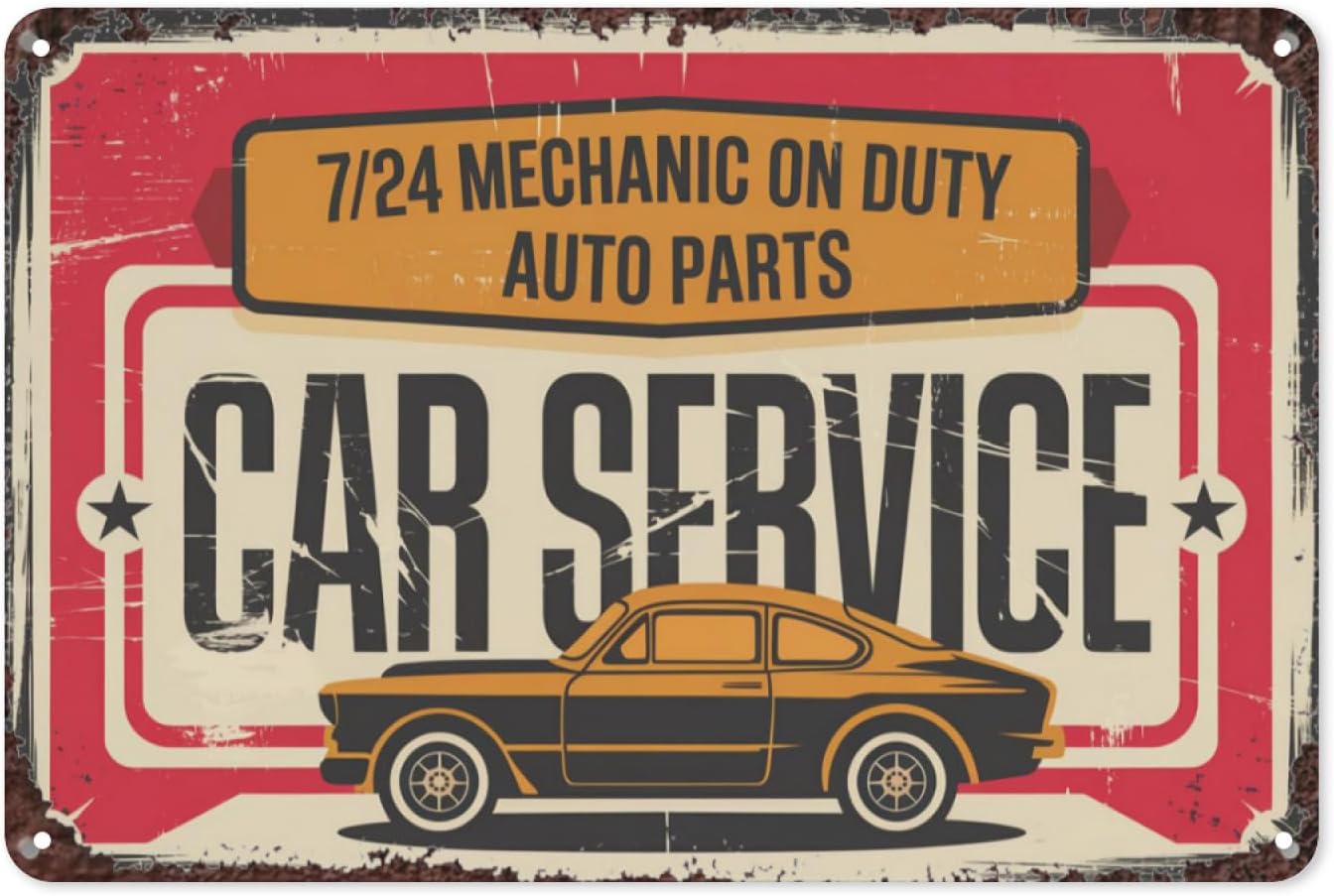 Car Service Retro Tin Sign, 8X - Auto Repair Shop Signs recensie en prijs
